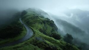 winding-road-through-misty-green-mountains-photo